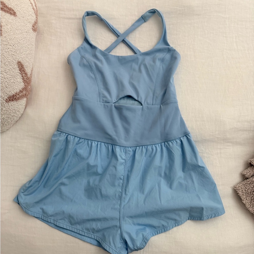 Free People Sky Blue Crisscross Mini Dress righteous runsie